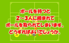 囲まれてボールを取られてしまう