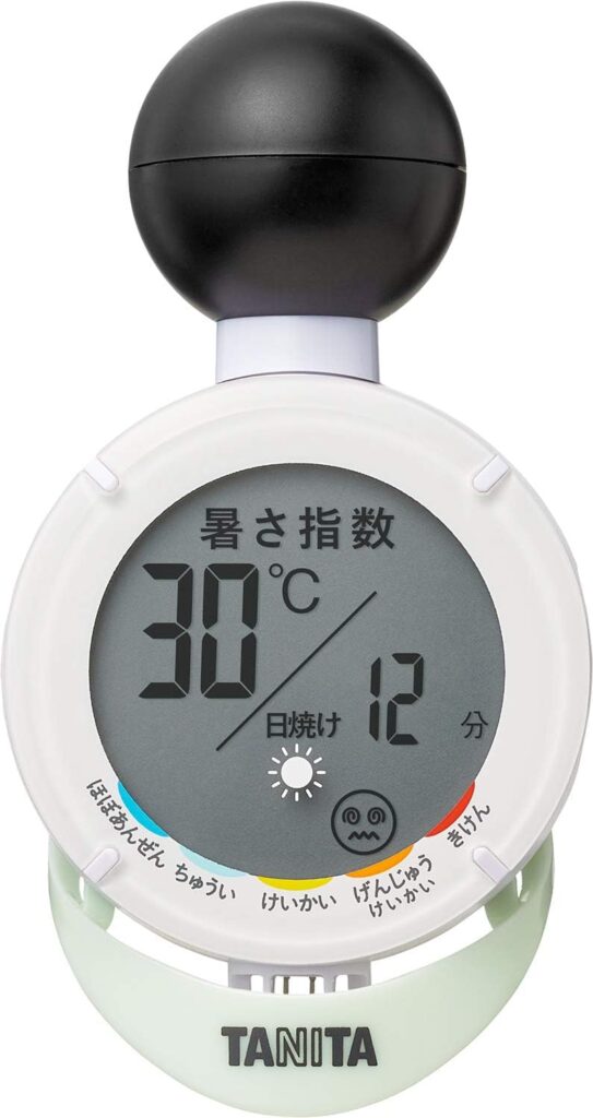 タニタ 黒球式温湿度計 デジタル 日焼けアラーム機能 おでかけ 屋外作業に 熱中症アラーム TC-210 ホワイト